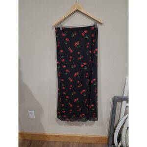 CHERRY oh! Women SZ 5X‎  Black maxi skirt novelty print lined Shein work career